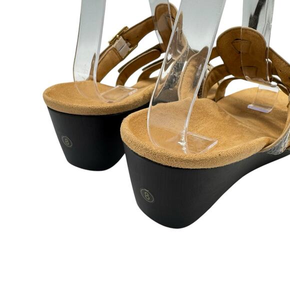VIONIC Radia Orthotic Wedge Adjustable 3 Strap Snakeskin Embossed Sandals - Picture 9 of 11